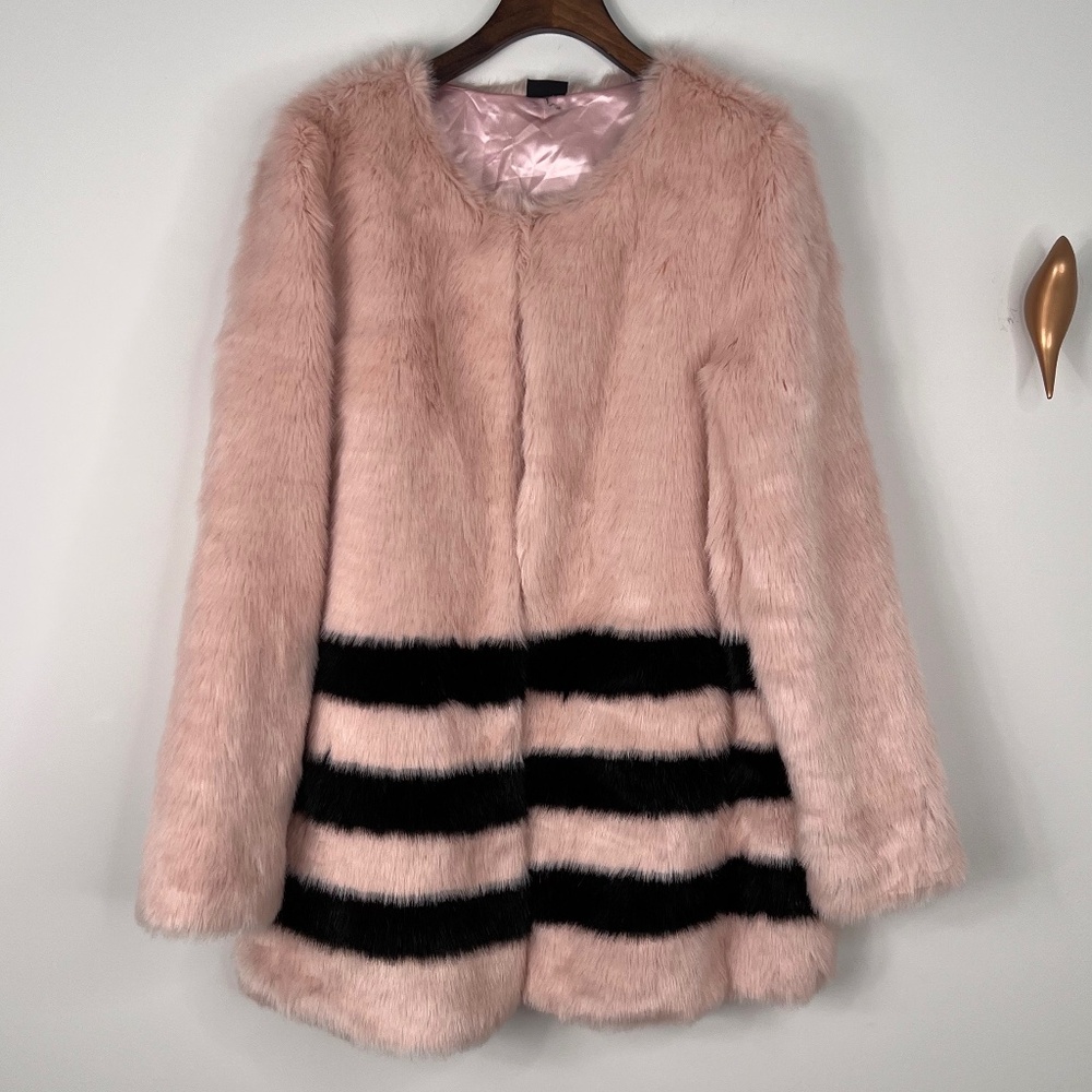 Love Token Pink and Black Faux Fur Coat